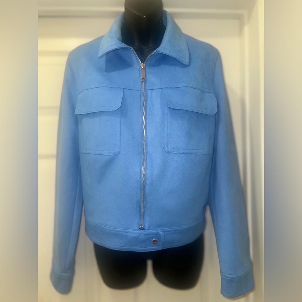New Elie Tahari Blue soft suede Jacket for Women size large